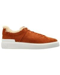 Balmain - B Court Shearling Low-Top Sneakers - Lyst