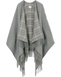 Burberry - Wool Reversible Check Cape - Lyst