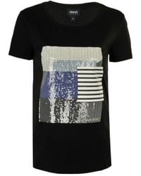 Armani Jeans - Pattern Printed Round Collar Short-Sleeved T-Shirt - Lyst