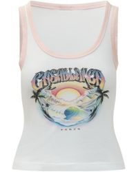 CASABLANCA - Graphic Scoop-Neck Tank Top - Lyst