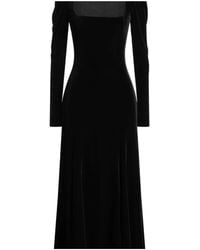 Ganni - Minimalist Stylish Velvet Slim-Fit Long Sleeve Dress - Lyst