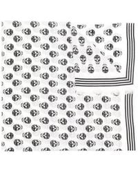 McQueen - Skull Printed Fringed Scarf - Lyst