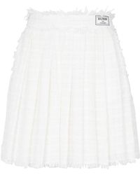 Balmain - Logo Patch Pleated Tweed Mini Skirt - Lyst