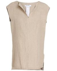 Max Mara - Linen V-Neck Short-Sleeve Top - Lyst