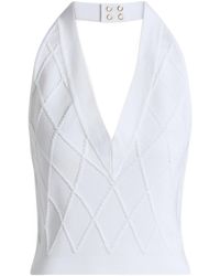 Balmain - Quilted Knit Halterneck Top - Lyst