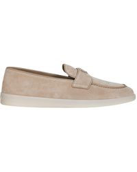 Prada - Logo Plaque Almond Toe Loafers - Lyst