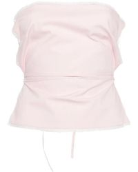 MSGM - Lace-Trim Tie-Fastening Top - Lyst