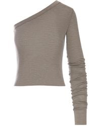 Rick Owens - Ziggy T One-Shoulder Jersey Top With Long Sleeves - Lyst