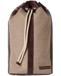 Brunello Cucinelli - Water-Resistant Canvas And Burnished Calfskin Drawstring Backpack - Lyst