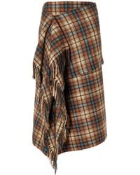 AURALEE - Asymmetric Fringed Checked Cashmere Wrap Midi Skirt - Lyst