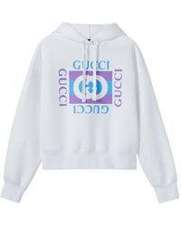 Gucci - Logo Printed Drawstring Hoodie - Lyst