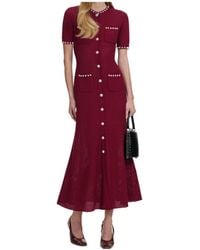 Self-Portrait - Button-Up Knit Midi Dress - Lyst