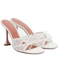 AMINA MUADDI - Bow-Detail Lace Mules - Lyst