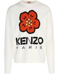 KENZO - Boke Flower Logo Intarsia Crewneck Jumper - Lyst