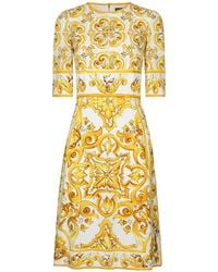 Dolce & Gabbana - Silk Majolica-Print Dress - Lyst