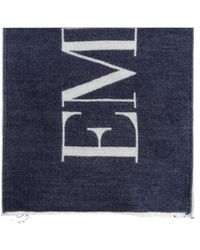 Emporio Armani - Logo-Embellished Fringed Scarf - Lyst