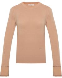 Chloé - Chloé Embroidered Logo Knitted Top - Lyst