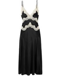 Doen - Obelia Corded Lace-Trimmed Silk-Satin Midi Dress - Lyst