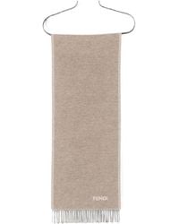 Fendi - Logo Detailed Knitted Fringed Scarf - Lyst