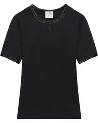 Courreges - Courrèges Vinyl-Trim Logo-Patch Crewneck T-Shirt - Lyst