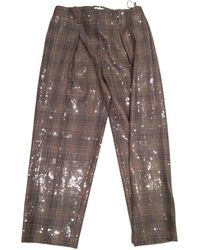 Brunello Cucinelli - Sequin-Embellished Check-Pattern Trousers - Lyst