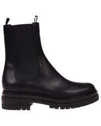 Gianvito Rossi - Round-Toe Slip-On Combat Boots - Lyst