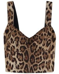 Dolce & Gabbana - Leo-Print Poplin Top - Lyst
