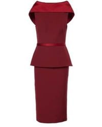 Safiyaa - Rella Draped Peplum Heavy Crêpe Midi Dress - Lyst