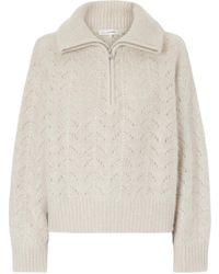 FRAME - Ribbed-Knit Zip-Up Sweater - Lyst