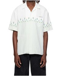 CASABLANCA - Floral-Stripe Short-Sleeve Shirt - Lyst