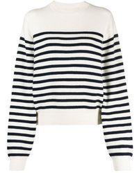 KHAITE - Striped Crewneck Knit Sweater - Lyst