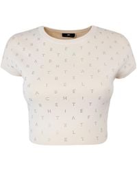 Elisabetta Franchi - Logo Lettering Embellished Cropped Top - Lyst