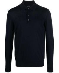 Giorgio Armani - Button-Front Long-Sleeved Polo Shirt - Lyst