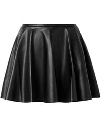 Norma Kamali - Flared Mini Leather Skirt - Lyst