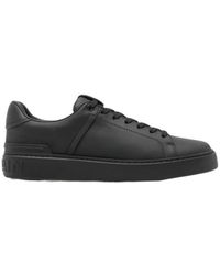 Balmain - Logo-Embossed Leather Sneakers - Lyst