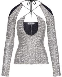 The Attico - Zane Sequined Cut-Out Top - Lyst