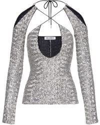The Attico - Zane Sequined Cut-Out Top - Lyst