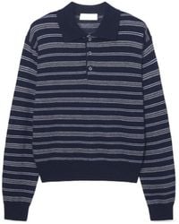 DUNST - Striped Polo-Collar Knit Top - Lyst