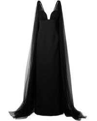 Oscar de la Renta - Cape Effect Blended Dress - Lyst