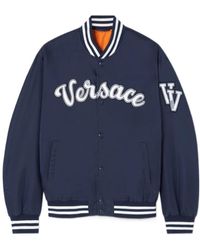 Versace - Logo Embroidered Button-Up Jacket - Lyst