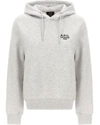 A.P.C. - Logo Embroidered Drawstring Hoodie - Lyst
