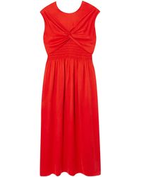 TOVE - Mahaney Gathered Smocked Silk Midi Dress - Lyst