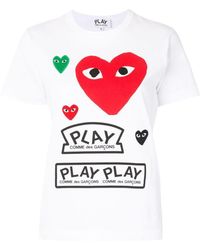 COMME DES GARÇONS PLAY - Logo Print Short Sleeve T-Shirt - Lyst