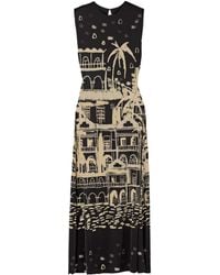 Johanna Ortiz - Print-Detail Sleeveless Midi Dress - Lyst