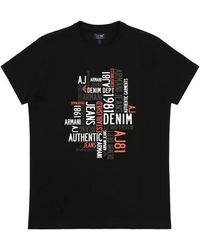 Armani Jeans - Cross-Printed T-Shirt With Round Neck And Short Sleeves - Lyst