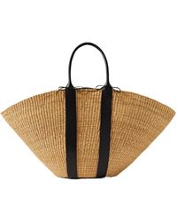 Muuñ - Sophie Maxi Leather-Trimmed Woven Straw Tote - Lyst