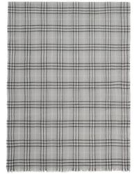Burberry - Wide Embellished Check Wool Silk Blend Scarf - Lyst
