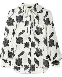Adam Lippes - Floral Printed Silk Crepe De Chine Top - Lyst
