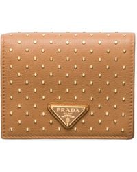 Prada - Small Studded Leather Wallet - Lyst