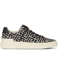 Balmain - B-Court Monogram Lace-Up Sneakers - Lyst
